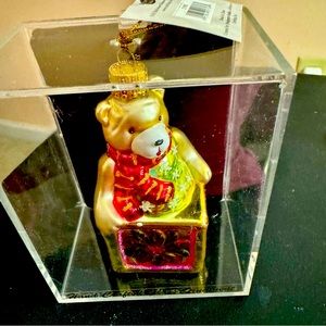 Vintage Baby's 1st Christmas Handblown Treasure glass ornament Teddy und…